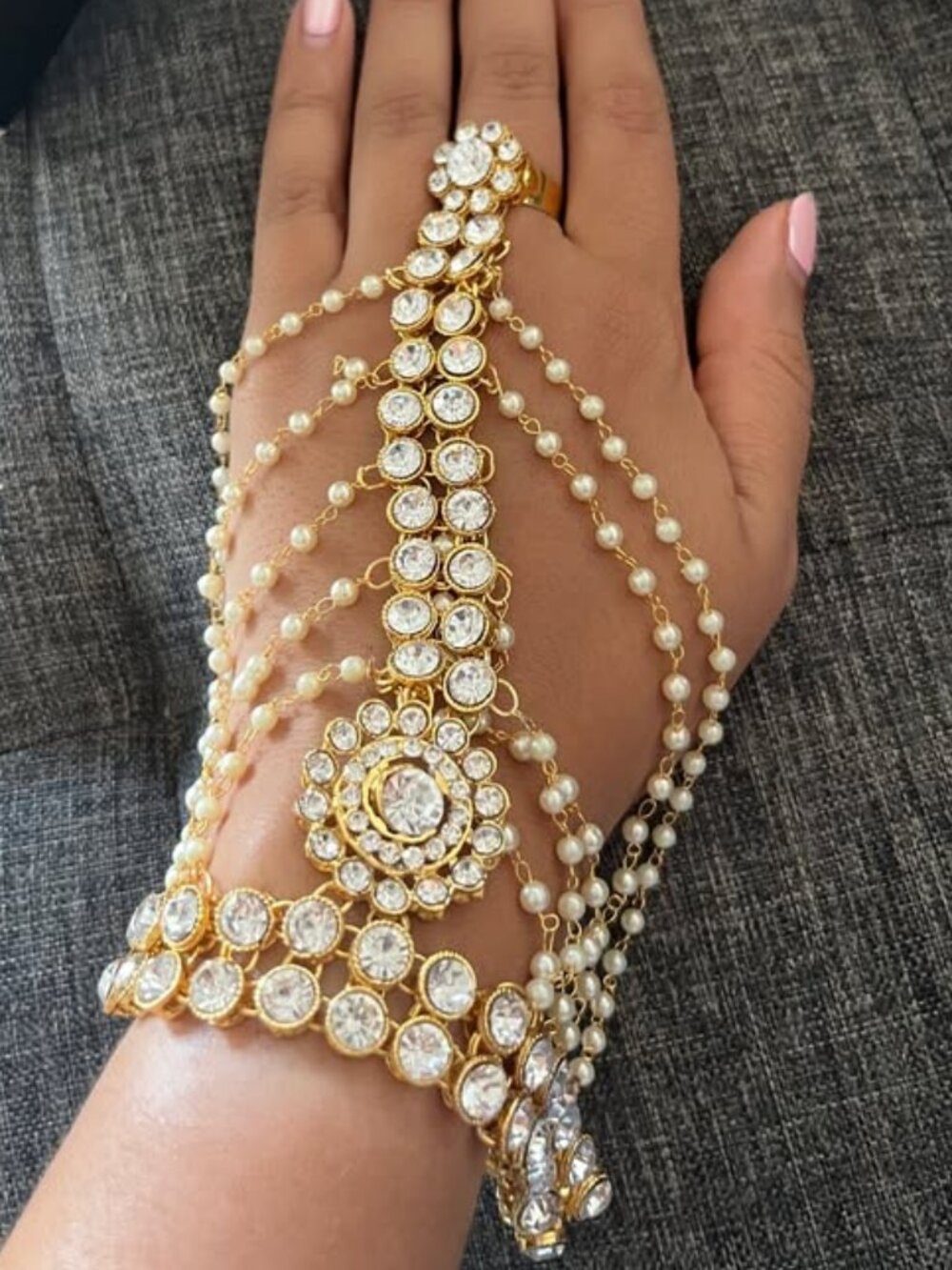 Gold Hand Chain Bracelet Set